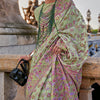 Fairytale Pista Pashmina saree With Bewitching Blouse Piece