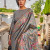 Diaphanous Grey Pashmina saree With Moiety Blouse Piece