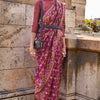 Surreptitious Wine Pashmina saree With Confounding Blouse Piece