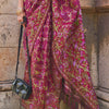 Surreptitious Wine Pashmina saree With Confounding Blouse Piece