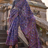 Symmetrical Royal Blue Pashmina saree With Delectable Blouse Piece