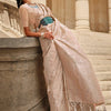 Staggering Beige Soft Banarasi Silk Saree With Sempiternal Blouse Piece