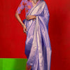 Tantalizing Lavender Soft Banarasi Tissue Silk Saree With Prettiest Blouse Piece