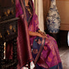 Moiety Wine Soft Banarasi Silk Saree With Fugacious Blouse Piece