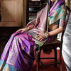 Cynosure Purple Soft Banarasi Silk Saree With Rhapsodic Blouse Piece