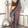 Surpassing Dark Pink Digital Printed Satin Silk Saree With Blissful Blouse Piece