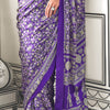 Ephemeral Purple Digital Printed Satin Silk Saree With Nemesis Blouse Piece