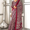 Ratatouille Maroon Digital Printed Satin Silk Saree With Delectable Blouse Piece