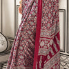 Ratatouille Maroon Digital Printed Satin Silk Saree With Delectable Blouse Piece