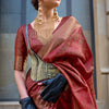 Fancifull Maroon Organza Silk Saree With Engrossing Blouse Piece