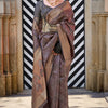 Refreshing Brown Organza Silk Saree With Lovely Blouse Piece