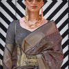 Refreshing Brown Organza Silk Saree With Lovely Blouse Piece