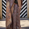 Refreshing Brown Organza Silk Saree With Lovely Blouse Piece