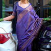 Groovy Purple Organza Silk Saree With Fancifull  Blouse Piece