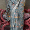 Ineffable Grey Cotton Silk Saree With Inimitable Blouse Piece