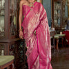Snappy Dark Pink Kanjivaram Silk Saree With Elegant Blouse Piece