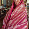 Snappy Dark Pink Kanjivaram Silk Saree With Elegant Blouse Piece