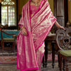 Snappy Dark Pink Kanjivaram Silk Saree With Elegant Blouse Piece