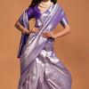 Gleaming Purple Kanjivaram Silk Saree With Intricate Blouse Piece