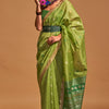 Beautiful Green Soft Banarasi Silk Saree With Mesmerising Blouse Piece