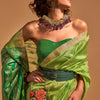 Beautiful Green Soft Banarasi Silk Saree With Mesmerising Blouse Piece