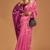 Blooming Pink Soft Banarasi Silk Saree With Delightful Blouse Piece