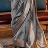 Eloquence Grey Soft Banarasi Silk Saree With Mellifluous Blouse Piece