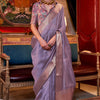 Exquisite Lavender Soft Banarasi Silk Saree With Alluring Blouse Piece