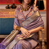 Exquisite Lavender Soft Banarasi Silk Saree With Alluring Blouse Piece