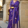 Appealing Purple Banarasi Satin Silk Saree With Demanding Blouse