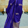 Smart Royal Blue Banarasi Satin Silk Saree With Glorious Blouse