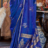 Charming Royal Blue Banarasi Satin Silk Saree With Adorning Blouse