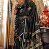 Impressive Black Banarasi Satin Silk Saree With Hypnotic Blouse