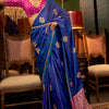 Surpassing Blue Banarasi Satin Silk Saree With Adorning Blouse