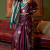 Precious Wine Banarasi Satin Silk Saree With Amazing Blouse