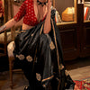 Beleaguer Black Banarasi Satin Silk Saree With Fugacious Blouse