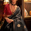 Beleaguer Black Banarasi Satin Silk Saree With Fugacious Blouse