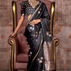 Phenomenal Black Banarasi Satin Silk Saree With Girlish Blouse