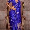 Smart Royal Blue Banarasi Satin Silk Saree With Captivating Blouse