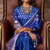 Desuetude Navy Blue Banarasi Satin Silk Saree With Fugacious Blouse