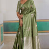 Dulcet Green Banarasi Satin Silk Saree With Felicitous Blouse