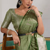 Dulcet Green Banarasi Satin Silk Saree With Felicitous Blouse