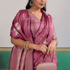 Cynosure Pink Banarasi Satin Silk Saree With Rhapsody Blouse