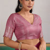 Cynosure Pink Banarasi Satin Silk Saree With Rhapsody Blouse