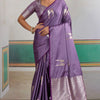 Staring Lavender Banarasi Satin Silk Saree With Desiring Blouse