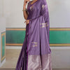 Staring Lavender Banarasi Satin Silk Saree With Desiring Blouse