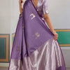 Staring Lavender Banarasi Satin Silk Saree With Desiring Blouse