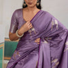 Staring Lavender Banarasi Satin Silk Saree With Desiring Blouse