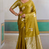 Efflorescence Mustard Banarasi Satin Silk Saree With Comely Blouse