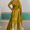 Efflorescence Mustard Banarasi Satin Silk Saree With Comely Blouse